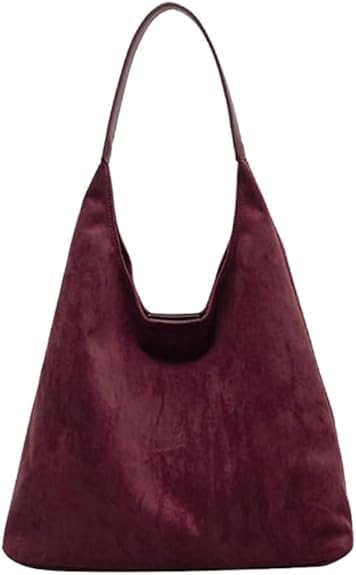 Image of Suede Hobo Bag for Women - Brown Retro Slouchy Purse - 2025 Upgrade New Fall Collection