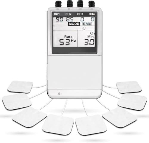 RelaxSmart Electric Muscle Massager Electric Transcutaneous Muscle Massager for Back and Neck Pain Relief by 4Channel OTC TENS