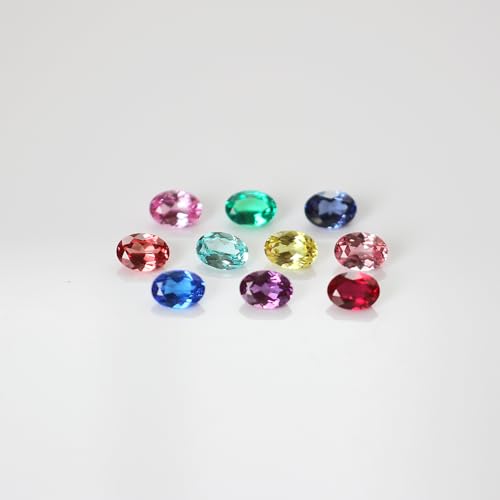 Lab Grown Sapphire Ruby Emerald Spinel YAG Gemstone Oval Cut 5x7mm & 10 Colors Color Card3