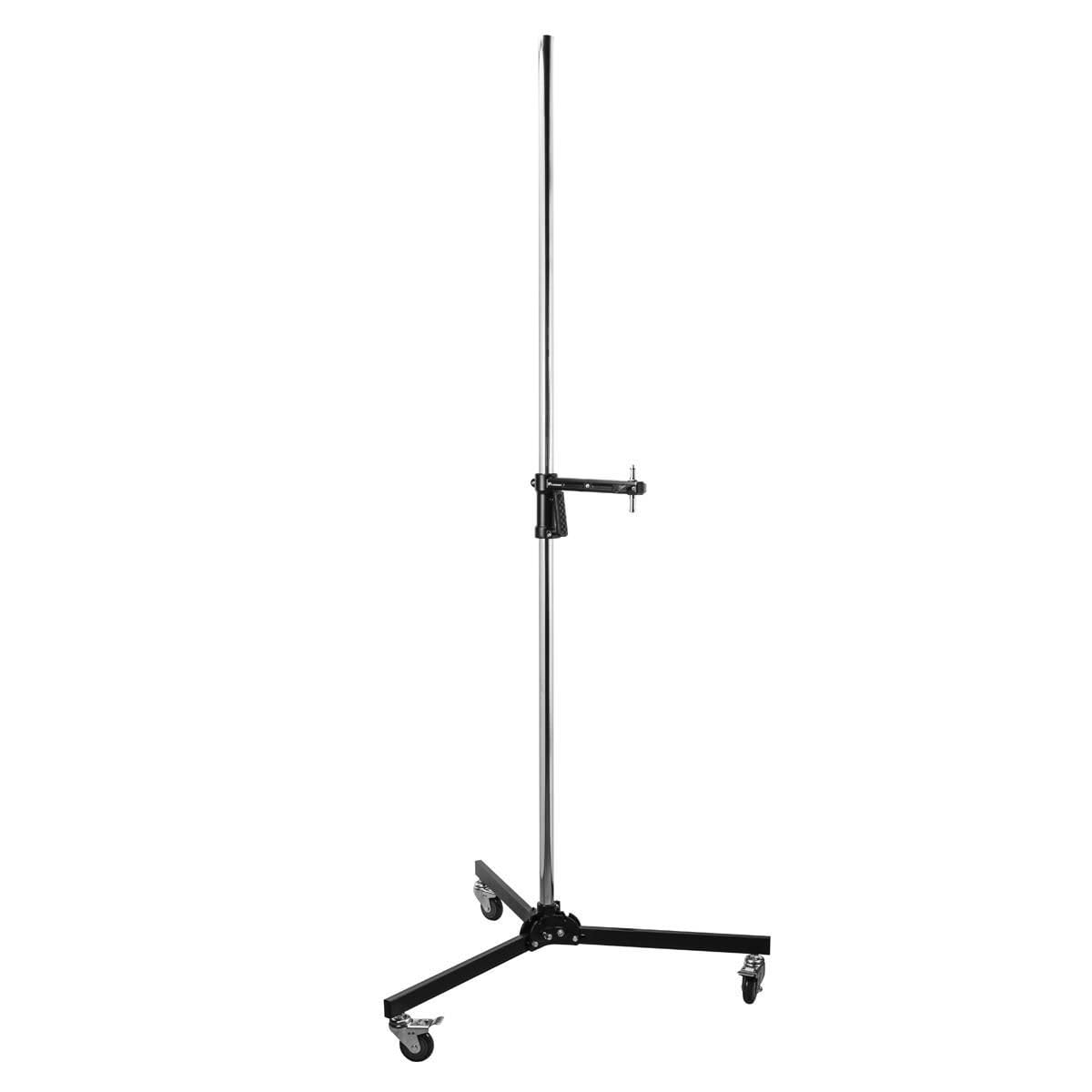 RB-PG Steel Wheeled Pistol Grip Heavy Duty Light Stand for Photography w/Sliding Arm Chrome-Plated Column Stand, Max. Height 6.5' Max. Load 22 Lbs, Suitable for Light Stand