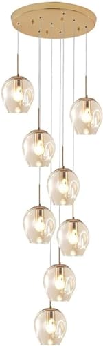 Ceiling Chandelier, VfA V[OCg {[ }`KX Cg _ ݂艺 VƖ rO[ |[` L E27 ]OVfA-18 wbhy_g(Amber Lampshade,8