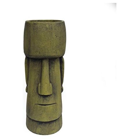 Christopher Knight Home Major Outdoor Easter Island Tiki Urn, Antique Green Finish, Stone Cover