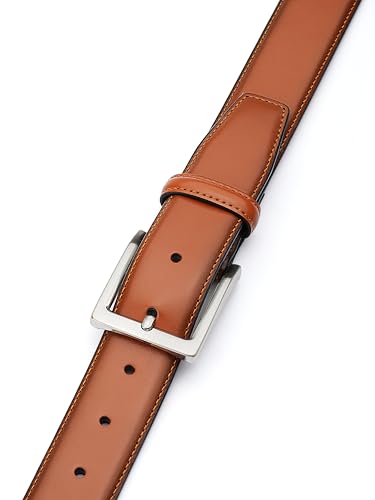 Image of MILORDE Men's Genuine Leather Dress Belt, Handmade, 100% Cow Leather, Fashion & Classic Designs for Work Business and Casual