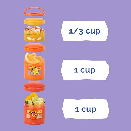Image of Whiskware Disney Lion King Simba and Friends Stackable Snack Containers for Babies, Toddlers, and Kids, 3 Stackable Snack Cups for School and Travel, Cupholder Friendly, Circle Of Life!