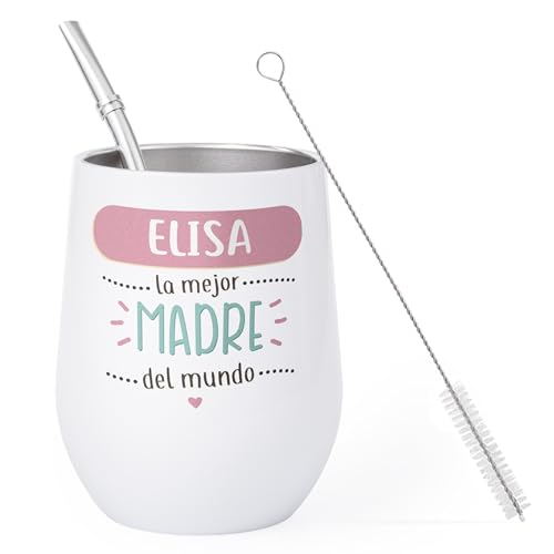 Made in Gift – Kit Vaso de Mate Argentino 360ml Personalizado con Foto – Acero Inoxidable Doble Pared Térmica con Bombilla – Regalo Original y Personalizable (Mejor madre)