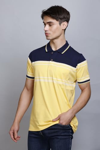 Image of SANE ORIGINALS T-Shirt for Men with Pocket || Textured Striped Polo for Men