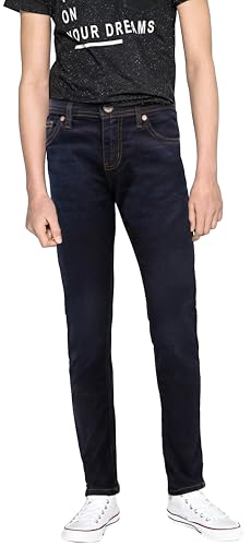 CULTURA Skinny Jeans for Boys Big Boys Teens Slim Wash Denim Pants, Dark Blue - Accent Stitch, Size 12