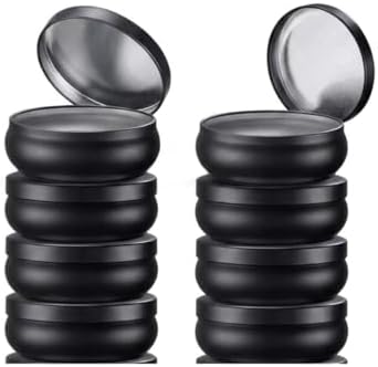 Round Black Metal Candle Tins with Lids, 10 oz, 12-Pack, Storage Container Set for Candle DIY Making and Crafts image 5