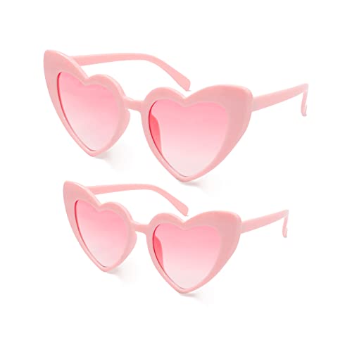 2 Pairs Retro Heart Sunglasses for Women Fun Mommy and Me Sets Birthday Glasses Easter Basket Stuffers4