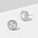Amazon Essentials Sterling Silver Cubic Zirconia Halo Stud Earrings,Rhodium Over Sterling Silver