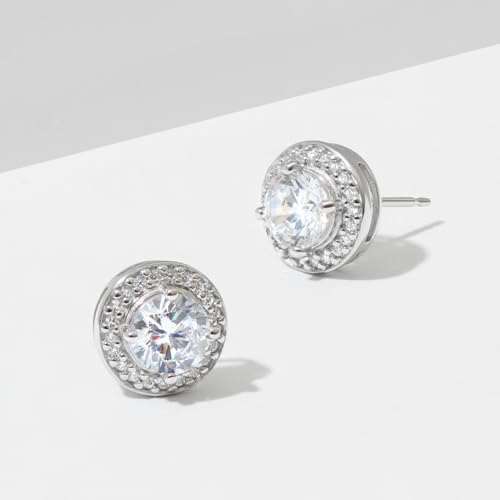 Amazon Essentials Cubic Zirconia Classic Halo Stud Earrings in Sterling Silver, (previously Amazon Collection)4