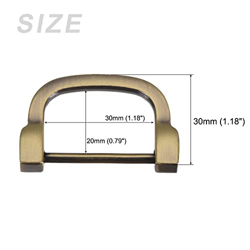 METALLIXITY Horseshoe D-Rings (30mm) 2pcs, Screw-in U-shaped Buckles Shackle - for Car Keys Keychain Bags Leather Crafts Bronze Tone - Image 2