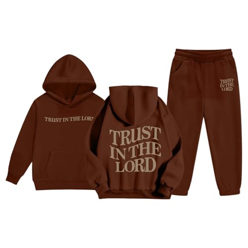 Girls Sweatsuit Set - 2 Piece Trust in The Lord Christian Hoodies Sweatshirt and Sweatpants Athletic Jogger Sets 2-13Years4