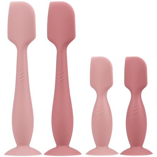 Image of Baby Butt Paste Spatula - 4 Pack Diaper Cream Spatula Applicator Silicone Baby Butt Paste Spatula for Babies, Newborn, 2 x Large Size, 2 x Small Size (Blush/Mauve)