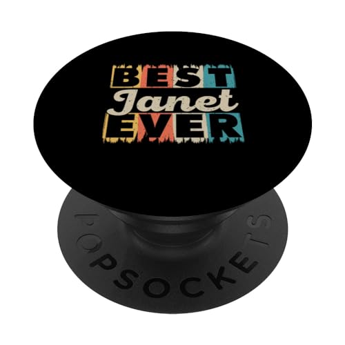 Funny Retro Personalized Name Best Janet Ever PopSockets Swappable PopGrip, Black