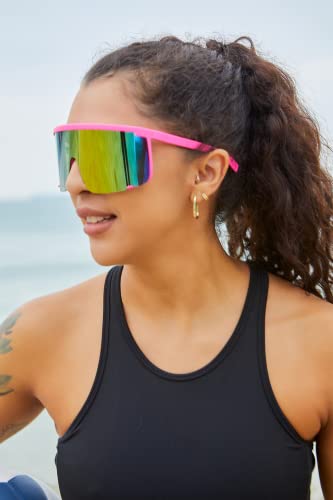 Karsaer Vision Shield Sunglasses for Men Women Oversized Neon 80s 90s Visor Shades Sports Style Outdoor Cycling Ski3