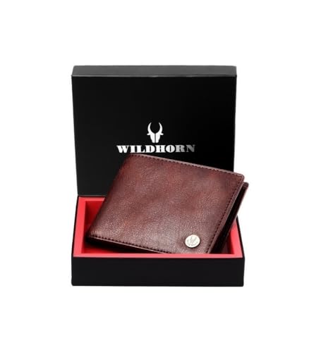 WildHorn Brown RFID Blocking Leather Wallet for Men I Ultra Strong Stitching...