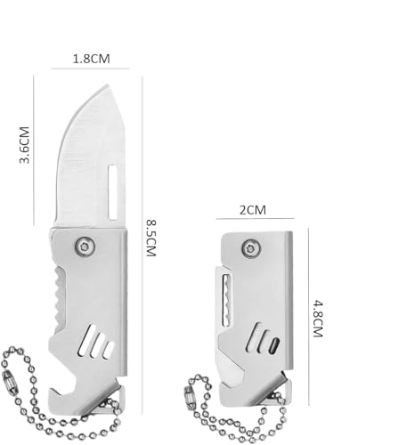 Image of Multipurpose Pocket Knife with Bottle Opener | Stainless Steel Mini Folding Utility Knife with Keychain | Portable Foldable Cutter for Fruits, Vegetables, Packages & Everyday Utility Use