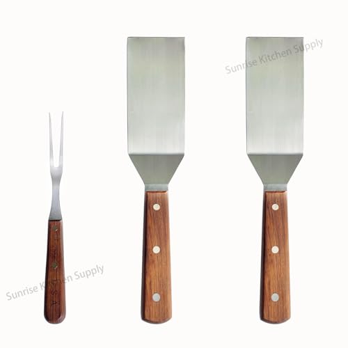 Utensilios para parrilla acero inoxidable con mango de madera miniatura 5