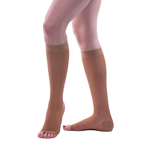 Image of Allegro 15-20mmHg Essential 17 Sheer Support Open Toe Compression Sock - Comfortable, Open Toe, Knee High Support Stockings