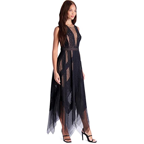 Bcbg Max Azria Andi Women’s Asymmetric Lace Handkerchief Dress Black Size 4 #TOP1