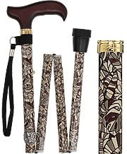 Bahama Leaf Folding Adjustable Designer Derby Walking Cane with Engraved Collar