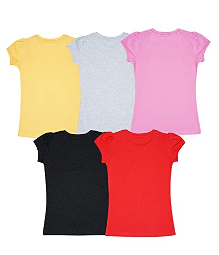 Image of KYDA KIDS 100% Breathable Cotton Girls Half Sleeve Printed Tshirt | Regular Fit Round Neck Tops for Girls (Pack of 5)