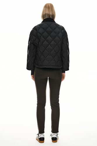 Orolay Women's Black Cropped Lightweight Quilted Puffer Jacket - Cozy & Stylish Fall Essential in Large - Image 2