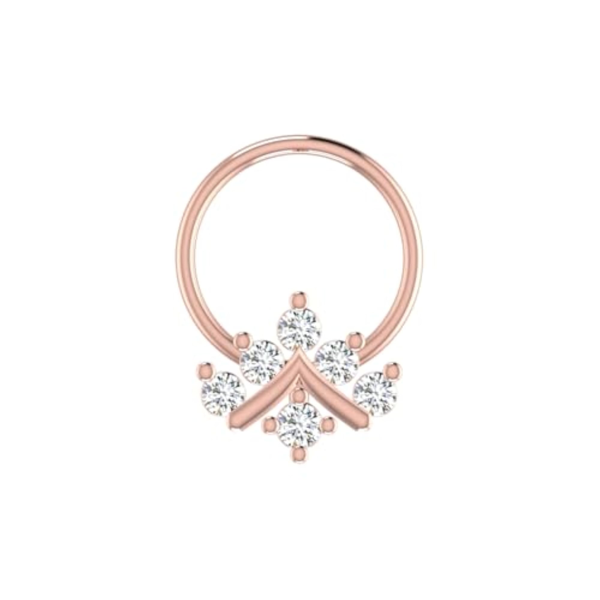 Women's 14Kt Rose Gold Stud Nosering, Chic