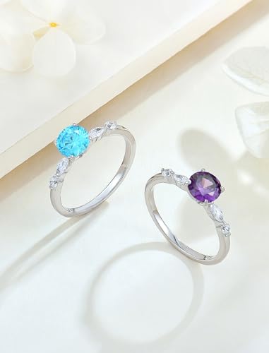 STARCHENIE Round Promise Rings for Her | 925 Sterling Silver Halo Ring | Engagement Wedding Band for Women4