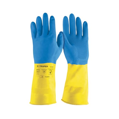 TRUPER GU-LIM-MX Neoprene Coated Latex Gloves, Long Cuff. Size M