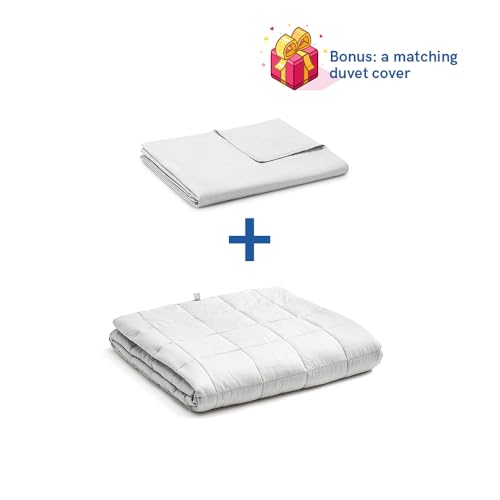 YnM Weighted Blanket,Heavy 100 Percent Oeko-Tex Certified Cotton Material(Light Grey, 80''x87'' 30lbs), Two Persons(140~240lb) Sharing Use on Queen/King Bed | A Duvet Included
