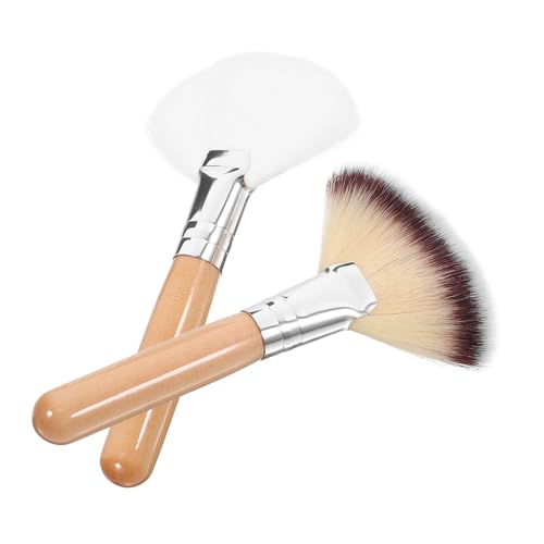 VALICLUD 2pcs Long Handle Powder Brush Setting Brush for Foundation Makeup Soft Hair for Blush Concealer Women's Makeup Tools