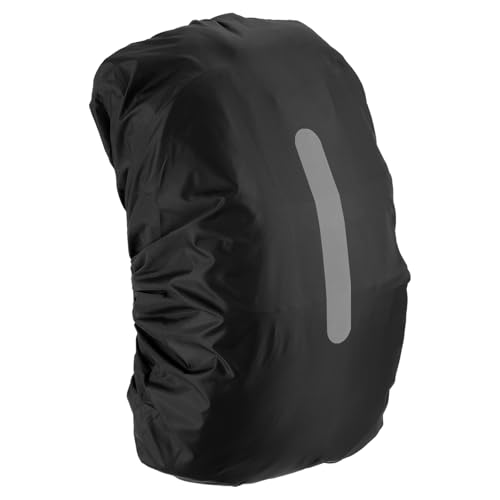 LUMLLSAJI Waterproof Backpack Rain Cover - Non Slip Bag Cap with Vertical Reflective Strap Keep Drying Water Proof for Climbing Cycling - 55-65 L - Black - L