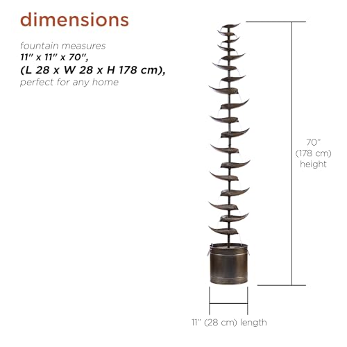 image for Alpine Corporation MCC390L-SL Indoor Outdoor Metal Tiered Leaves Water