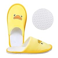 Kids Hotel Slippers, Cute Duck Cotton Slippers Non Slip Guest Slipper with Thick 7mm Soles Reusable Boys Girls Kids Slipper for Travel House Hotel Guest