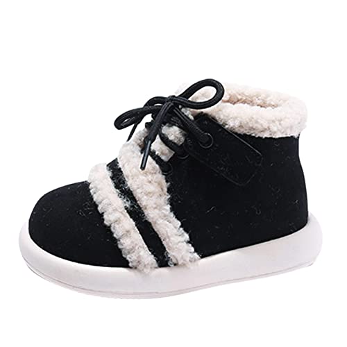 Baby School Boots Fashion Winter Children Boots Boys Girls Flat Ankle Boots Lace Up High Top Cotton Wool For Warmth