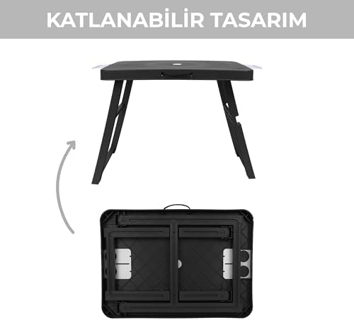 Pikas Katlanır Kamp Masası | Portatif ve Taşınabilir Piknik, Balkon, Bahçe, Plaj ve Mangal Masası – Katlanabilir Pratik Sehpa (Siyah, Büyük) - Görsel 7