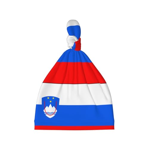 Baby Beanie Flag of Slovenia Knotted Hat - Soft, Warm, Comfortable, Headwear for Newborns, 0-6 Months Black