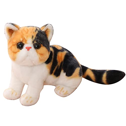 JAWSEU Chat en Peluche, Chat Interactif en Peluche Chat Peluche Simulation Chats Peluche Animaux Réalistes Chat en Peluche Kawaii Jouets pour Garçons et Filles Cadeau d'anniversaire 26cm