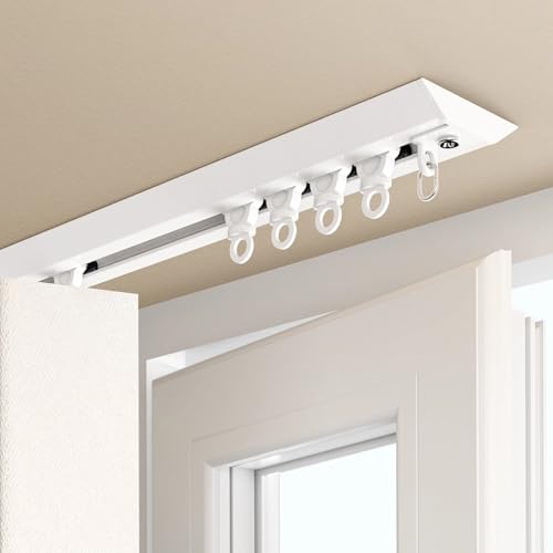 Riel de techo autoadhesivo sin taladro para colgar cortinas en armarios y ventanas 4