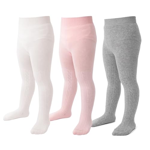 Image of Marchare Baby Girls Tights Thick Solid Cable Knit Leggings Winter Warm Stockings For Toddler Girls 1 /2 /3 /4 /5 Pack