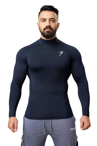 Image of Men Full Sleeves Slim Fit Compression High Neck Sports and Gym Tshirt