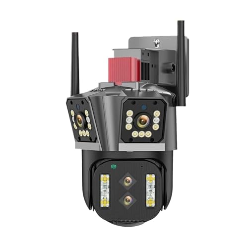 ZADCCS Cámaras de Seguridad, Cámara IP 8K 16MP PTZ Cuatro Lentes con Tres Pantallas Zoom 10x CCTV al Aire Libre 4K 8MP cámara de vigilancia Seguridad vídeo inalámbrica(16MP NO SD Card)