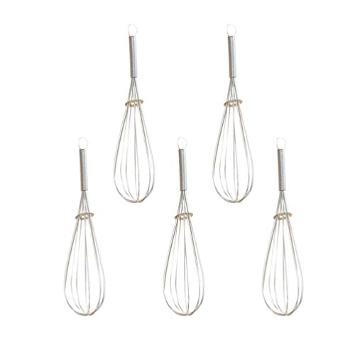 PIXNOR 5pcs Balloon Whisk Kitchen Whisk Metal Egg Beater Hand Mixers Kitchen Utensils Gadgets for Blending Whisking Beating Stirring Stirrer Blender
