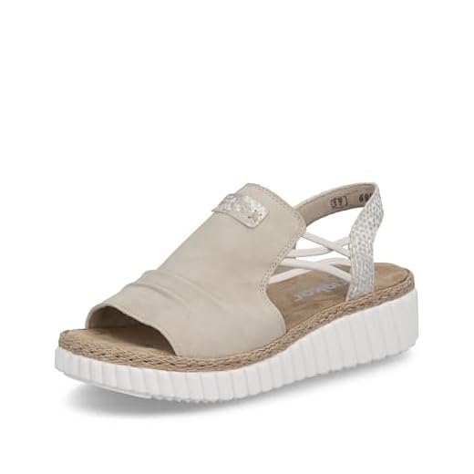 Rieker Damen Keilsandalen 69262, Frauen Sandalen,Sommerschuhe,Freizeitschuhe,offene Schuhe,Strandschuhe,beige (62),39 EU / 6 UK