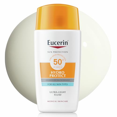 Eucerin Sun Face Hydro Protect Ultra-Light Fluid SPF 50+ 50ml Facial Sunscreen with Non-Greasy Finish Fast-Absorbing and Ultra Broad Spectrum Face Sun Cream