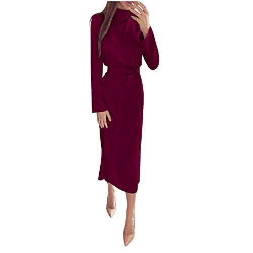 Robe trapèze maxi à manches longues et ourlet asymétrique pour femme