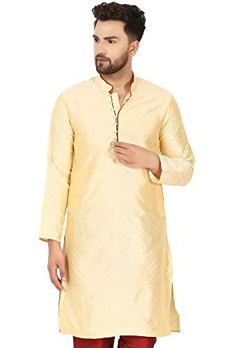 SKAVIJ Men's Indian Art Silk Kurta Casual Long Shirt Party Wear Dress