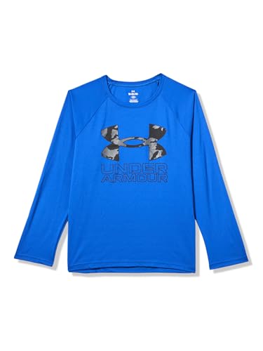 Under Armour Boys' Tech Big Logo Long Sleeve T-Shirt, (400) Royal / / Castlerock, X-Large Plus